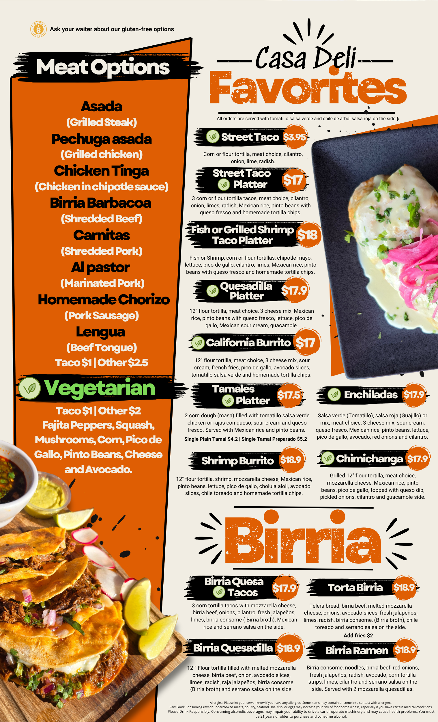 FAVORITES BIRRIA MENU